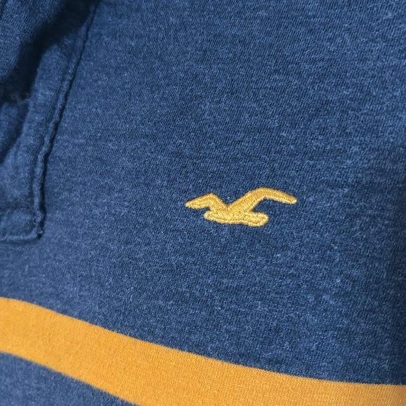 HOLLISTER 100% cotton blue white yellow short sleeve polo shirt size small - Picture 3 of 5